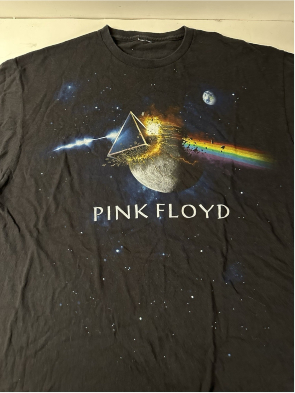 Pink Floyd Dark Side Of The Moon Graphic T Shirt Black Prism Space XL 21.5 Pit